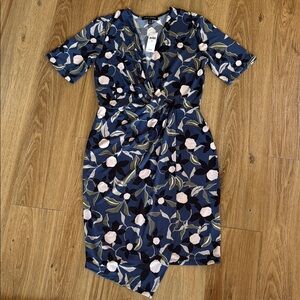 Banana Republic Factory Asymmetrical Blue Pink Wrap Dress